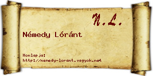 Némedy Lóránt névjegykártya